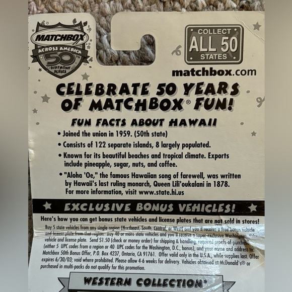 Matchbox Across America 50th Birthday Series - Hawaii - NWT - Picture 5 of 5